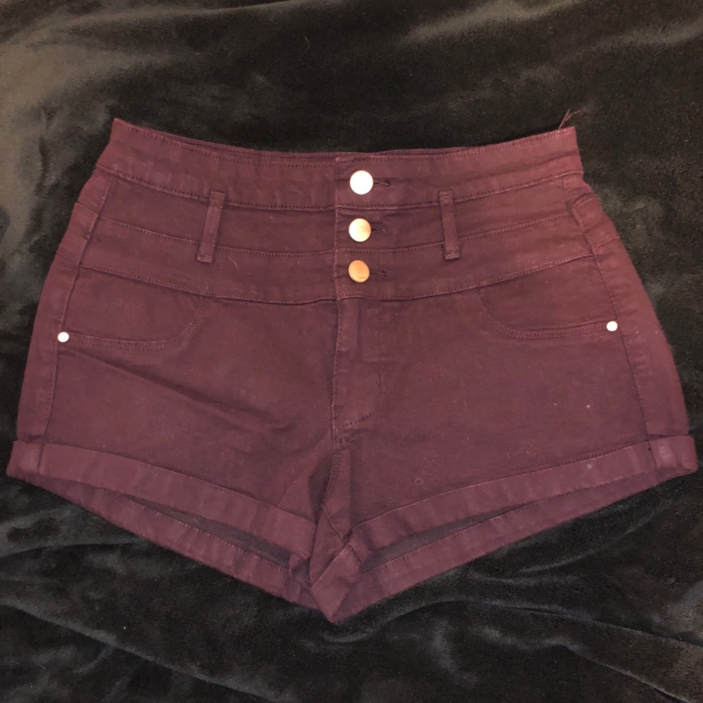 Maroon High Waisted Shorts